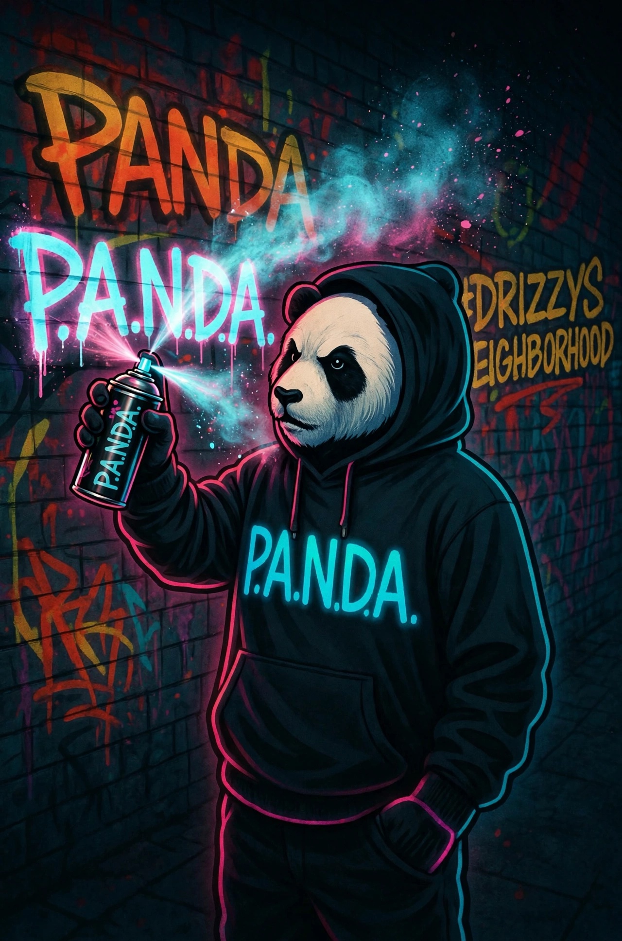 Panda1Nation graffiti artwork: lantern