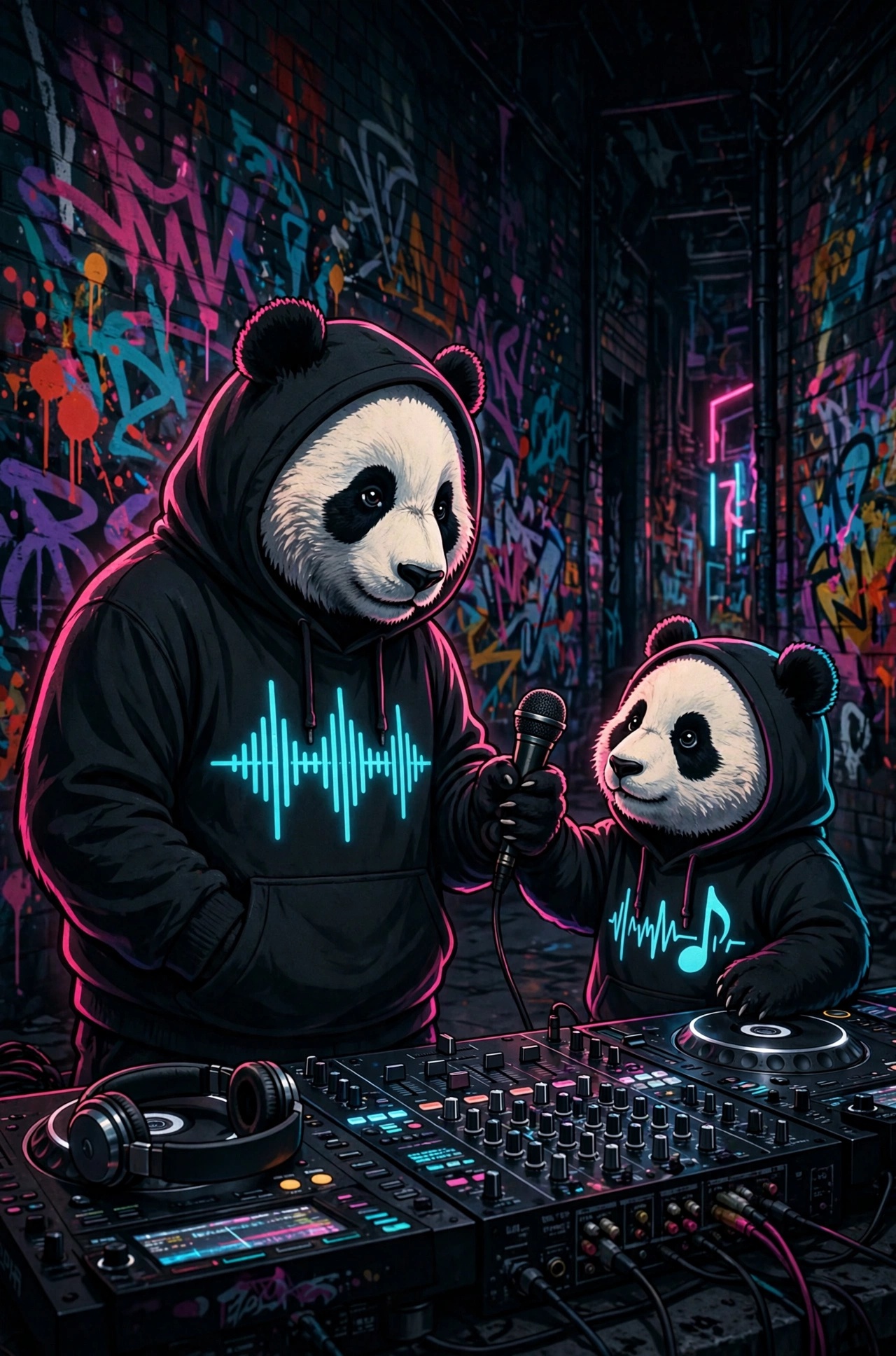 Panda1Nation graffiti artwork: pass the mic